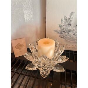 Lotus Crystal Collection Pillar Candle Holder (Shannon Crystal by Godinger)